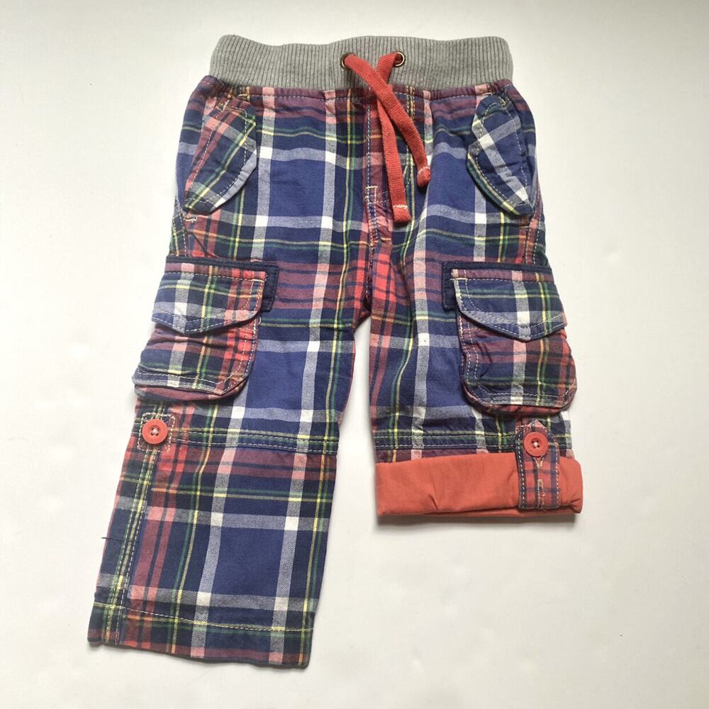 Mini Boden Plaid Roll Up Convertible Pants